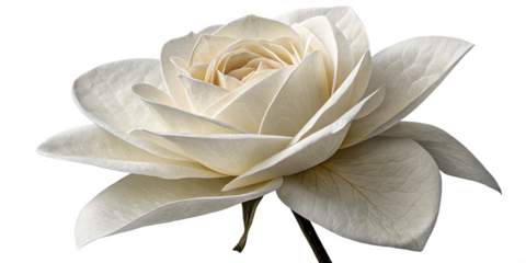 A single white flower with delicate petals, isolated and perfectly cut out on a transparent background. The edges are crisp and clean, with no visible shadows or artifacts.