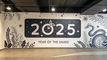 Fototapeta premium 2025, Chinese new year, year of the snake banner, Studio background 3 HD, back, design