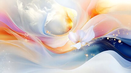 Serene Bloom,Whispers of Spring,Celestial Garden,Abstract Floral Design,Shimmering Petals