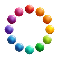 Colorful sphere set icons. Vector illustration. Glossy buttons infographic poster. Color balls circle frame template. Place for text. Paint drops for school kids design