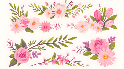 Obraz premium Colorful minimalist flower icons, clean vector illustrations
