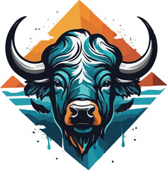 Buffalo Illustration vector design, Buffalo Logo and icon design