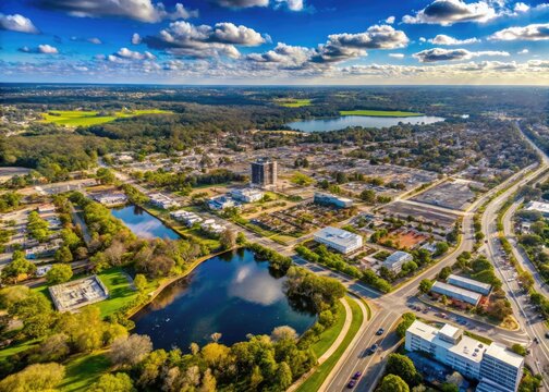Aerial drone photography showcases Apopka & Altamonte Springs' landscape in February 2022, ideal for real estate.