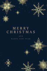 Luxury snow flakes frame for Christmas and New Year with small snow flakes, vector illustration, and A banner of premium Christmas concepts, Luxury post card frame