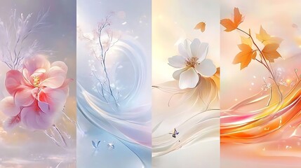 Serene Bloom,Whispers of Spring,Celestial Garden,Abstract Floral Design,Shimmering Petals