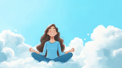 peaceful meditation in the clouds for relaxation and mindfulness
