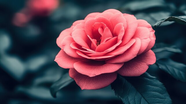 A close-up of a vibrant pink rose surrounded by dark green leaves.