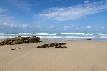 Looking out over the beach at Sennen on the Cornish coast, on a sunny summer's day