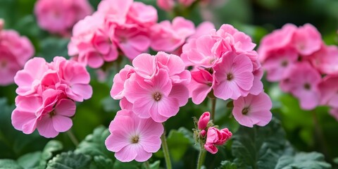Fototapeta premium Vibrant pink flowers bloom beautifully in the garden, enhancing the garden s charm with their stunning pink flowers that create a serene and colorful display in any outdoor space.