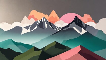 Colorful Decorative Abstract Mountain Wallpaper Background A Vibrant and EyeCatching Design Perfect for Enhancing Your Space with NatureInspired Aesthetics and Artistic Flair