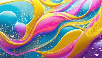 Vibrant Colorful Liquid Water Backdrop with Bubbles and Flowing Fluid Splash A Stunning Visual Experience for Creative Projects and Digital Artistry