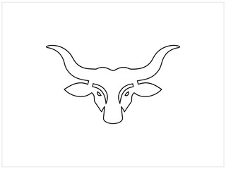 Long horn design , vector , line art , illustration and isolate template .