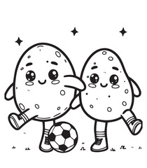 Coloring page education kid potato play ball 