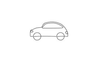 Car One Line Drawing. Continuous line drawing of a supercar, featuring an electric vehicle theme, Children toy car continuous one line drawing vector illustration. Pro vector.