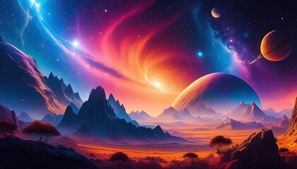 Colorful Space Galaxy and Supernova Nebula Background A Stunning Visual of Cosmic Beauty, Featuring Vibrant Colors and Celestial Phenomena in the Vast Universe