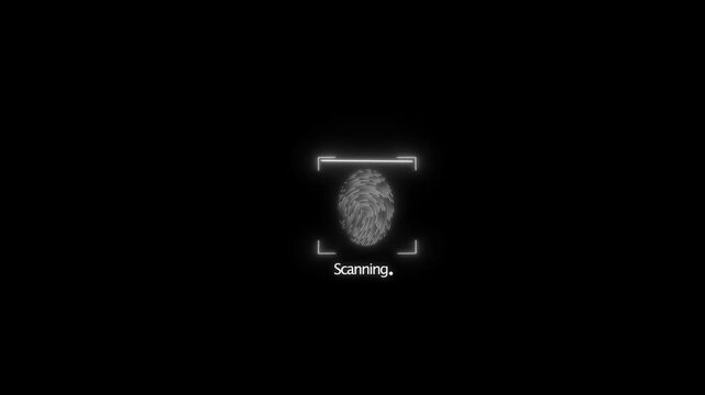 neon white color Fingerprint icon animation, Set fingerprint scanning icon sign video, Raster illustration. Concept of surveillance and security scanning of digital programs and fingerprint.