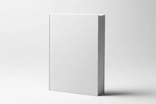Minimalistic white hardcover book standing upright isolated on white background, suitable for book covers and publishing themes - Powered by Adobe