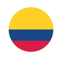 Vector Colombia National Flag icon. Round flag of Colombia on White Background.