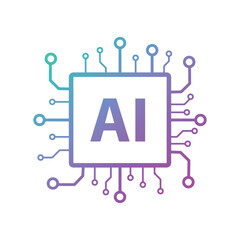 Artificial Intelligence AI Chip in Human Head. Artificial Intelligence icon with Machine learning, digital skills, generative AI, AI technology, algorithm, virtual intelligence and future