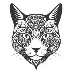 Fototapeta premium Black and white cat tattoo silhouette