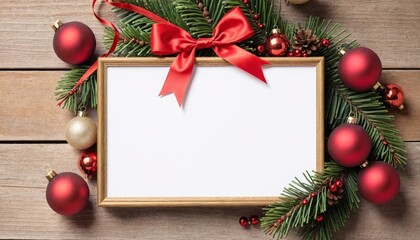 Obraz premium Christmas sign. Blank sign board with christmas decorations