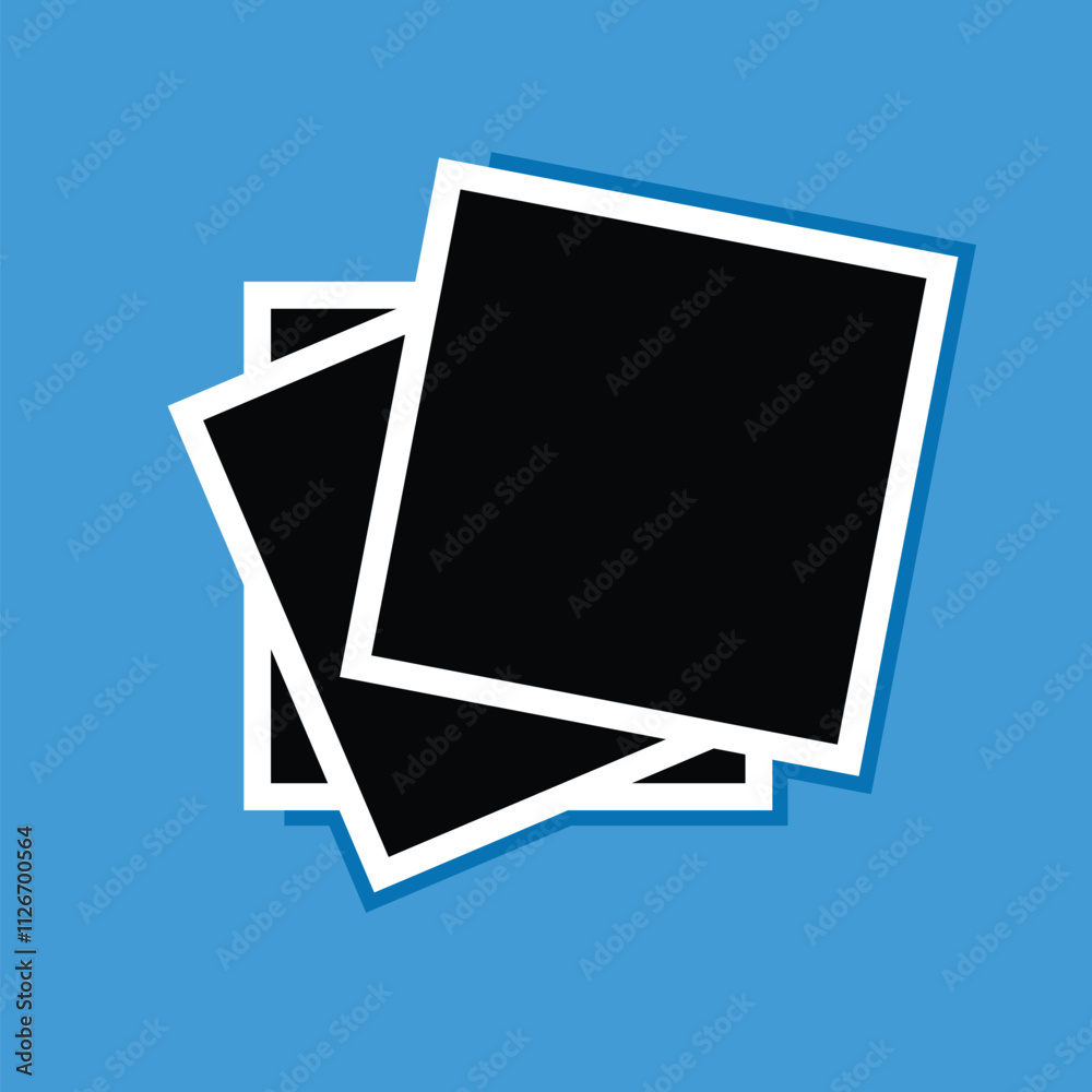Poster Black and white polaroid photo frame with shadows. retro photo frames stack. blank place for text or image. photo cards. photographic prints. vector illustration