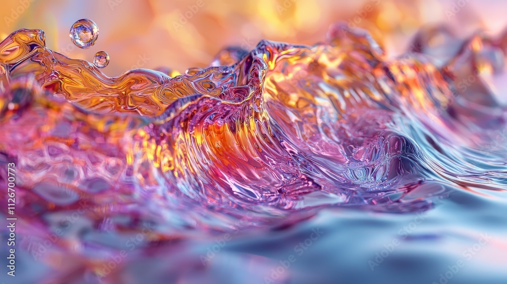 Aufkleber Recession volatility scene with gentle wave patterns nature digital art abstract close-up fluid dynamics reflection