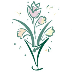 Abstract floral bouquet - modern hand drawn illustration PNG