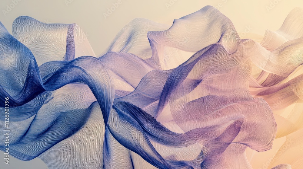 Poster dynamic waves visualizing exchange rates in abstract financial market art through digital aerial per