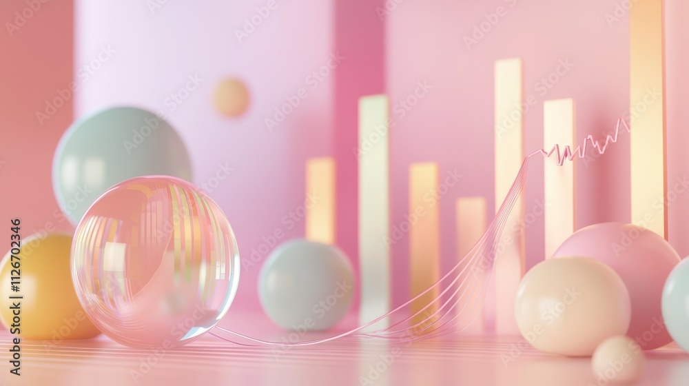 Poster exchange rate fluctuation scene with gentle curves abstract environment digital art soft colors cont