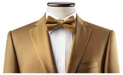 PNG Golden tuxedo with bow tie and white shirt