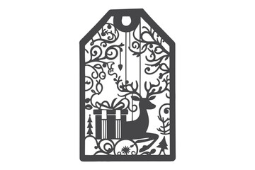 Christmas Gift Tag SVG Cut File, Holiday Gift Tags Vector Design for Cricut & Silhouette, 