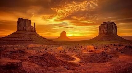 Majestic sunset over monument valley arizona landscape photography natural wonder scenic viewpoint captivating beauty