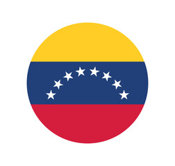 Vector Venezuela National Flag icon. Round flag of Venezuela on White Background.