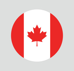 Vector Canada National Flag icon. Round flag of Canada on Gray Background.