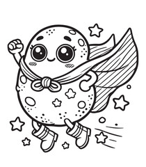 Coloring design page potato ready to fly