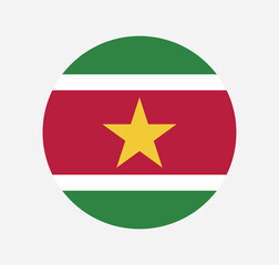 Fototapeta premium Vector Suriname National Flag icon. Round flag of Suriname on Gray Background.