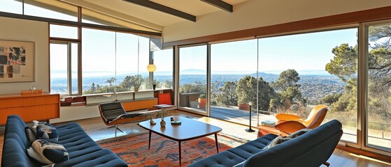 Fototapeta premium Stunning Modern Living Room with Breathtaking Mountain Views