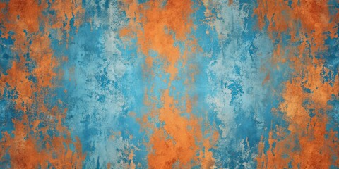 Obraz premium Abstract Teal and Burnt Orange Textured Wall Background