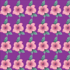 seamless pattern with pink flowers