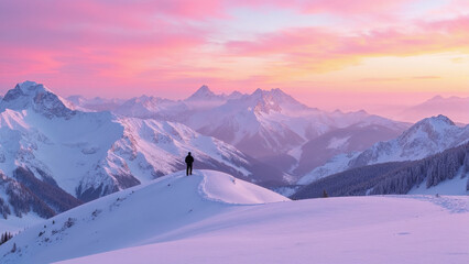 Sunrise in the Alpine mountains