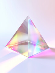Colorful light refracted through a clear prism creates a stunning rainbow gradient effect
