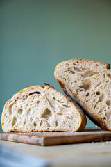 Sourdough home made round bread loaf, home baking