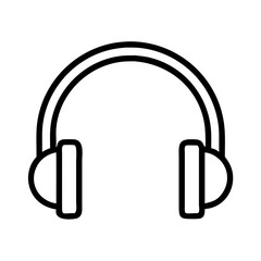 headphones icon, music vector icon, entertainment vector icon - black outline icon of headphones symbolizing music, entertainment, and musical in simple design.