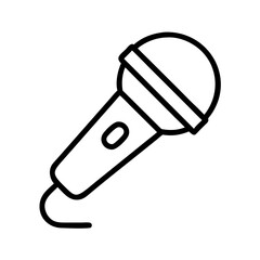 microphone icon, music vector icon, entertainment vector icon - black outline icon of microphone symbolizing music, entertainment, and musical in simple design.
