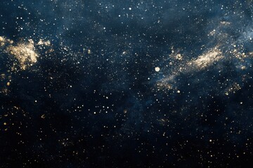 Celestial Night Sky with Golden Stardust