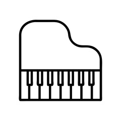 piano icon, music vector icon, entertainment vector icon - black outline icon of piano symbolizing music, entertainment, and musical in simple design.