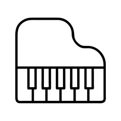 piano icon, music vector icon, entertainment vector icon - black outline icon of piano symbolizing music, entertainment, and musical in simple design.
