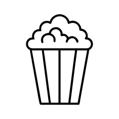 popcorn icon, music vector icon, entertainment vector icon - black outline icon of popcorn symbolizing music, entertainment, and musical in simple design.
