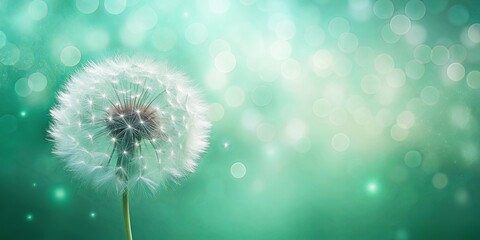 Serene Dandelion Seed Head Against a Soft Teal Bokeh Background